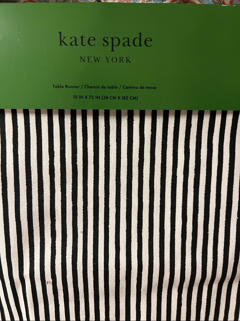 kate spade Black and White reversible Vertical Stripe Table Runner